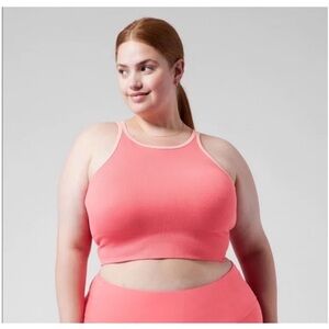 Athleta aurora seamless crop rib tank tops - peach & dusty rose - 1X. Set of 2.